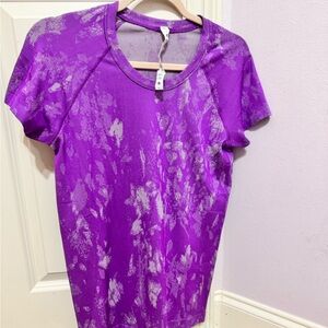 Lululemon Athletica Purple and white swiftly tech top